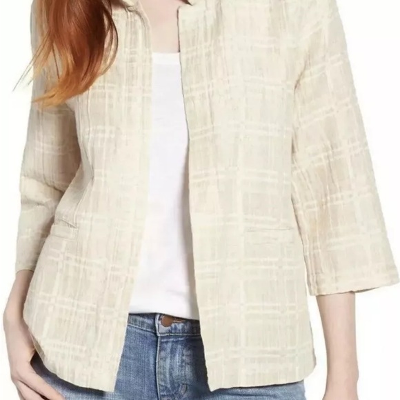 EILEEN FISHER NATURAL ORGANIC COTTON LINEN DIVISION JACQUARD JACKET  NWT $248 - Picture 6 of 7